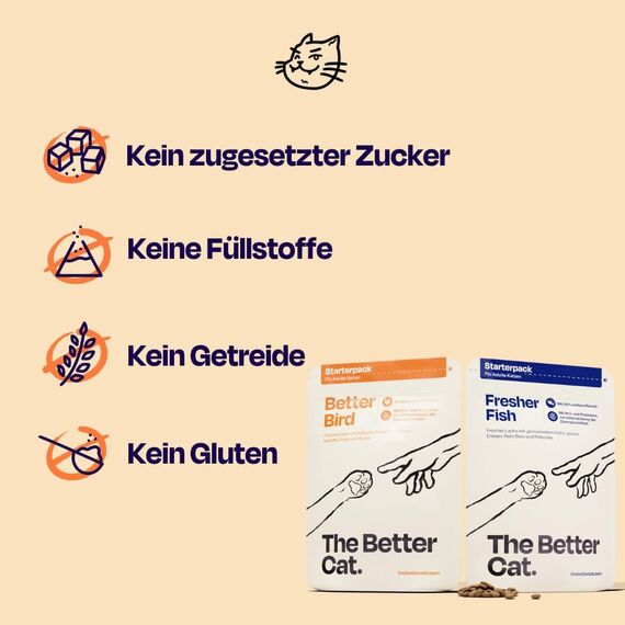 The Better Cat Super Premium Trockenfutter für Katzen | Getreidefreies Katzenfutter Trocken | Hoher Fleischanteil | Ohne Zucker | Mit Probiotika (1kg, Huhn)