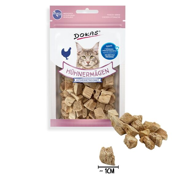 DOKAS Gefriergetrocknete Innereien - Getreidefreies Premium Leckerli für Katzen – Ideal als Belohnung - (6x12g)