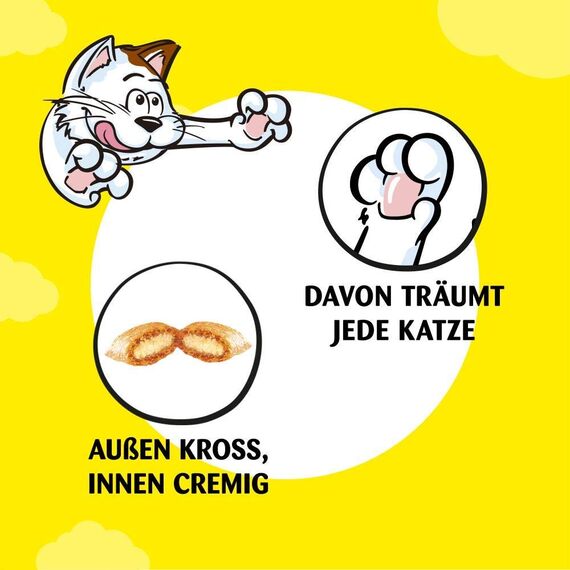DREAMIES Katzensnacks - 4x180g - mit Thunfisch - Traumhaft knusprige Katzen Leckerlies mit zarter Füllung