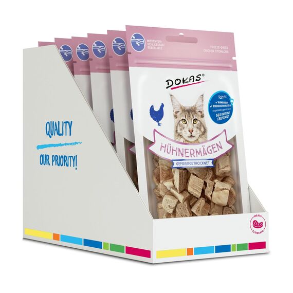DOKAS Gefriergetrocknete Innereien - Getreidefreies Premium Leckerli für Katzen – Ideal als Belohnung - (6x12g)
