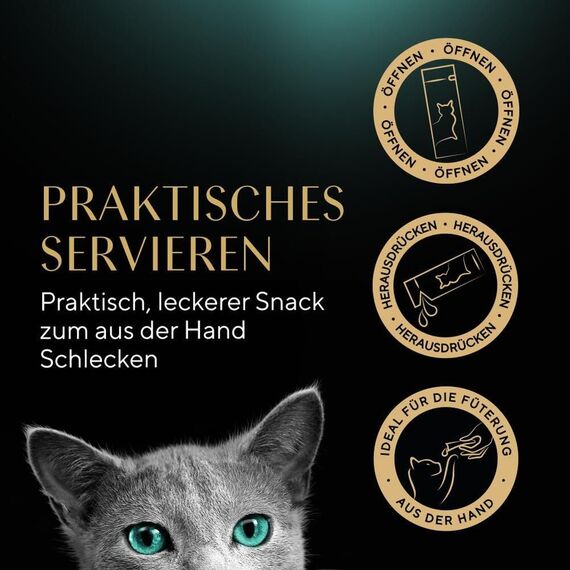 SHEBA Katzensnacks - 18x12g - 18 praktische Katzenleckerlis - in den Varietäten Huhn, Lachs und Rind - 1 Packung