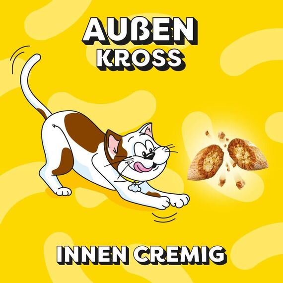 Dreamies Klassiker Katzensnacks mit Huhn – Katzenleckerli mit knuspriger Textur und cremiger Füllung – 4 x 180g
