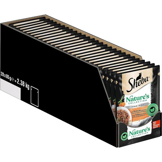 SHEBA Nature's Collection in Gelee - Hochwertiges Katzennassfutter mit Truthahn im Portionsbeutel - 28 x 85g