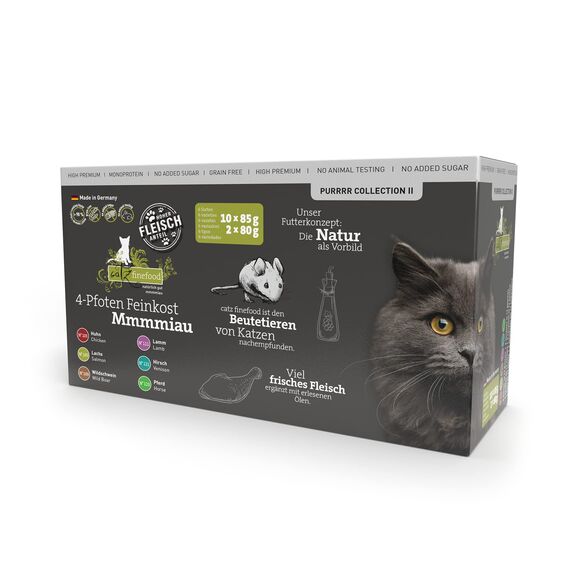 catz finefood Purrrr Collection II - Monoprotein Katzenfutter nass - getreidefrei, zuckerfrei, hypoallergen - hoher Fleischanteil - Multipack Nassfutter für Katzen - im Beutel, 12 x 80g-85g