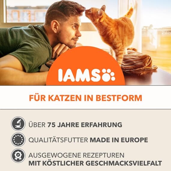 IAMS Delights Land Collection Senior Katzenfutter Nass - Multipack mit Fleisch Sorten (Huhn, Lamm & Rind) in Gelee, Nassfutter für ältere Katzen ab 7 Jahre, 12 x 85g