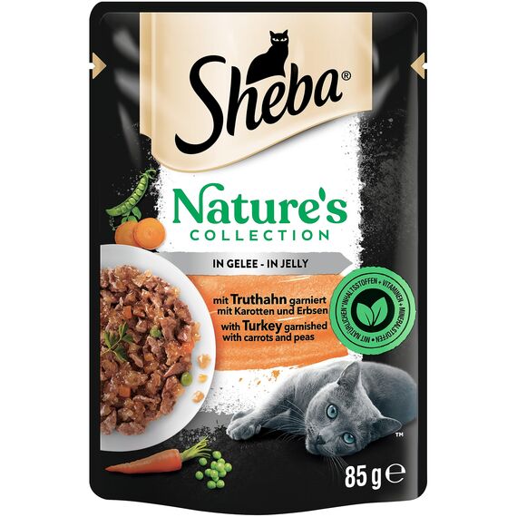 SHEBA Nature's Collection in Gelee - Hochwertiges Katzennassfutter mit Truthahn im Portionsbeutel - 28 x 85g