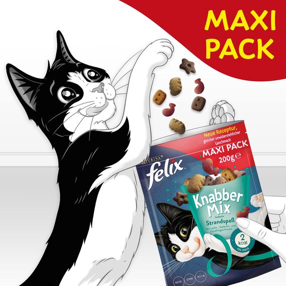 Felix KnabberMix Strandspaß Katzensnack, Knusper-Leckerlie mit Fisch-Geschmack, 1er Pack (1 x 200g)