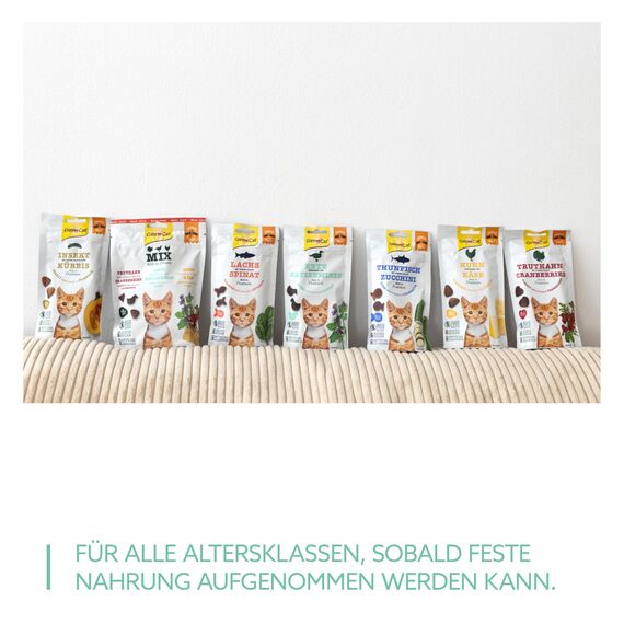 GimCat Crunchy Snacks Ente mit Katzenminze - Knuspriges und proteinreiches Katzenleckerli - 1 Beutel (1 x 50 g)