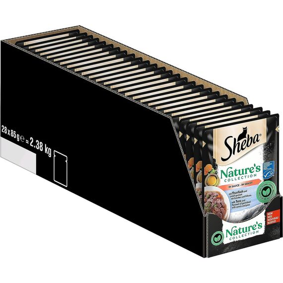 SHEBA Nature's Collection in Sauce - Hochwertiges Katzennassfutter mit Thunfisch (MSC) im Portionsbeutel - 28 x 85g