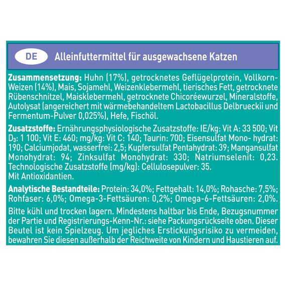 PURINA ONE BIFENSIS Coat and Hairball Katzentrockenfutter: reich an Huhn, für gesunde Haut & Harnwege, schönes Fell, reduziert Haarballenbildung, 3 x 1,5 kg