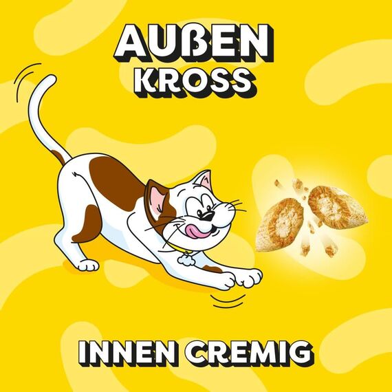 Dreamies Klassiker Katzensnacks mit Käse – Katzenleckerli mit knuspriger Textur und cremiger Füllung – 4 x 180g