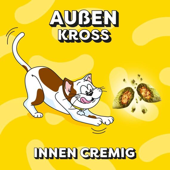 Dreamies Catnip Katzensnacks mit Minze – Traumhaft knusprige Taschen mit zarter Füllung im Mega Pack, 4 x 180g