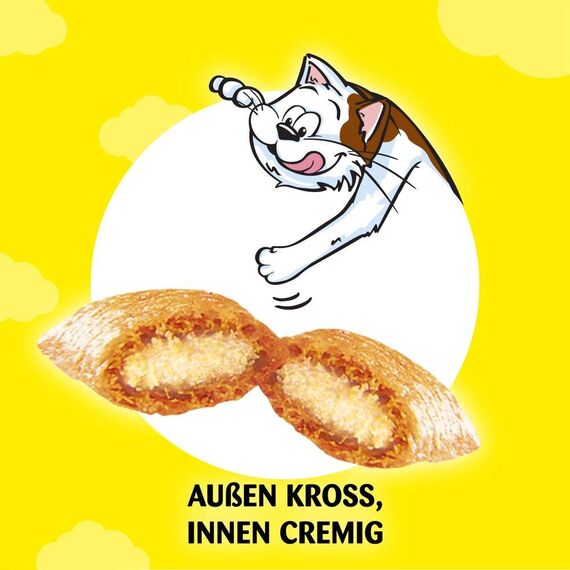 DREAMIES Katzensnacks - 2x350g - mit Käse - Traumhaft knusprige Katzen Leckerlies mit zarter Füllung - Mega Box