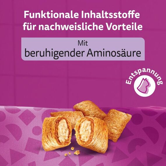 Whiskas Relax & Unwind Katzensnacks im Portionsbeutel für ausgewachsene Katzen mit Huhn 8x45g