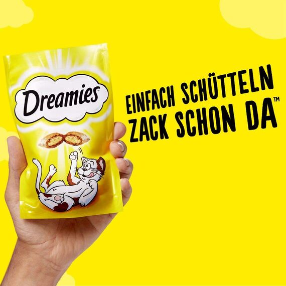 DREAMIES Katzensnacks - 2x350g - mit Käse - Traumhaft knusprige Katzen Leckerlies mit zarter Füllung - Mega Box