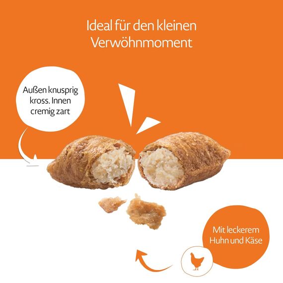 MERA Crunch & Soft mit Huhn & Käse (200g), köstliche Katzen Leckerlies, nahrhafte Katzensnacks voller Vitamine und Mineralien, Katzenleckerlis mit cremiger Füllung