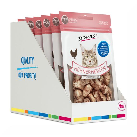DOKAS Gefriergetrocknete Innereien - Getreidefreies Premium Leckerli für Katzen – Ideal als Belohnung, 6 x 15 g