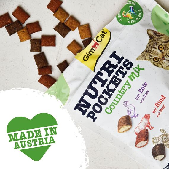 GimCat Nutri Pockets Country Mix - Knuspriger Katzensnack mit cremiger Füllung und funktionalen Inhaltsstoffen - 1 Beutel (1 x 150 g) (Packung mit 2)