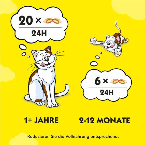 DREAMIES Katzensnacks - 2x350g - mit Käse - Traumhaft knusprige Katzen Leckerlies mit zarter Füllung - Mega Box