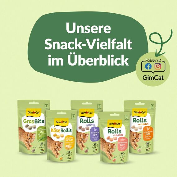 GimCat Käse Rollis - Getreidefreier und vitaminreicher Katzensnack mit echtem Hartkäse - 1 Beutel (1 x 425 g)
