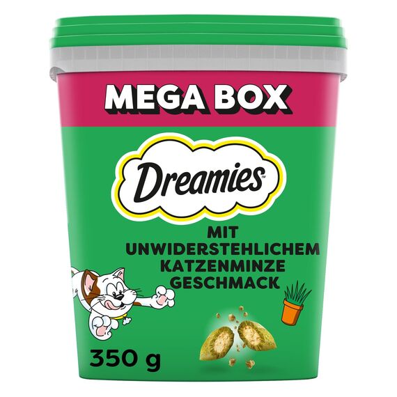Dreamies Catnip Katzensnacks mit Minze – Traumhaft knusprige Taschen mit zarter Füllung, 2 x 350g