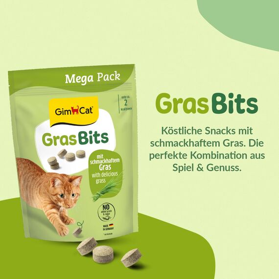 GimCat Gras Bits - Getreidefreier und vitaminreicher Katzensnack mit echtem Gras - 1 Beutel (1 x 425 g)