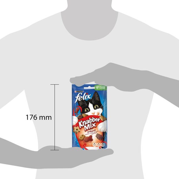 Felix KnabberMix Grillspaß Katzensnack, Knusper-Leckerlie mit 3 Geschmacksrichtungen, 8er Pack (8 x 60g)