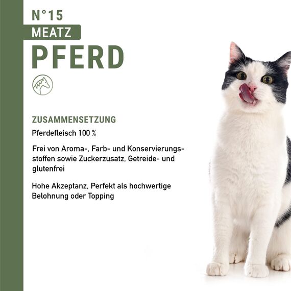 catz finefood Meatz Katzen Leckerlies Pferd N° 15 - knusprige Streifen aus 100 Prozent Pferdefleisch - Katzensnack für Allergiker ohne Zucker, getreidefrei (1 x 45 g)