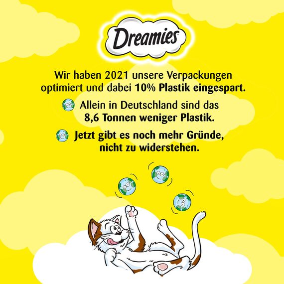 DREAMIES Katzensnacks - 2x350g - mit Käse - Traumhaft knusprige Katzen Leckerlies mit zarter Füllung - Mega Box