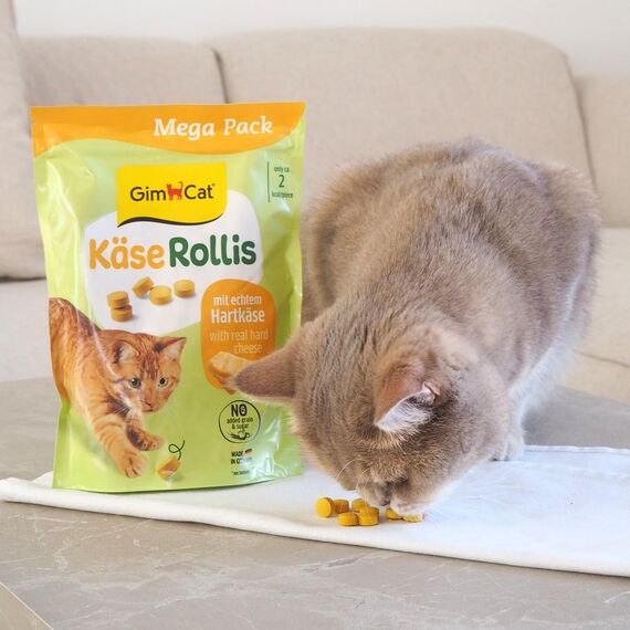 GimCat Käse Rollis - Getreidefreier und vitaminreicher Katzensnack mit echtem Hartkäse - 1 Beutel (1 x 425 g)