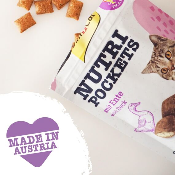 GimCat Nutri Pockets mit Ente - Knuspriger Katzensnack mit cremiger Füllung und funktionalen Inhaltsstoffen - 1 Beutel (1 x 60 g)