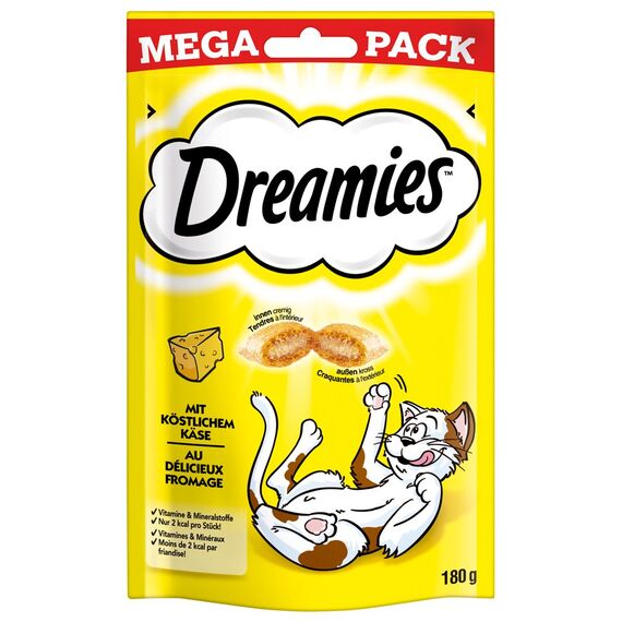 Dreamies Klassiker Katzensnacks mit Käse – Katzenleckerli mit knuspriger Textur und cremiger Füllung – 4 x 180g (Packung mit 2)
