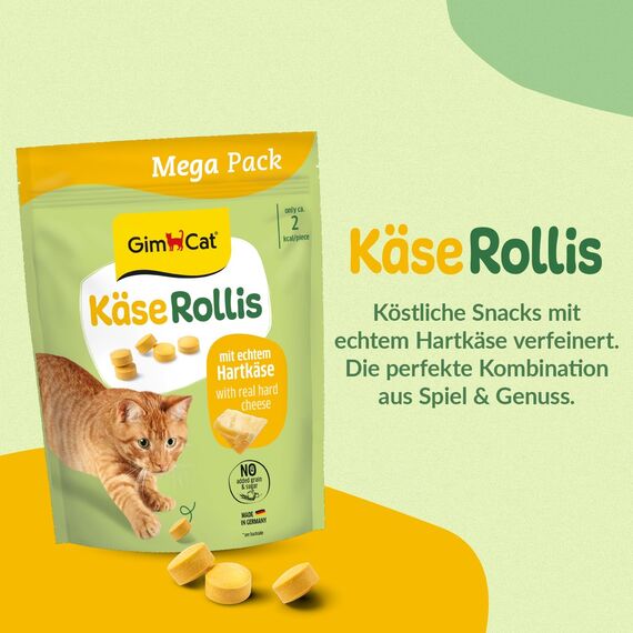 GimCat Käse Rollis - Getreidefreier und vitaminreicher Katzensnack mit echtem Hartkäse - 1 Beutel (1 x 425 g)