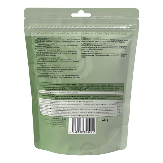 catz finefood Meatz Katzen Leckerlies Pferd N° 15 - knusprige Streifen aus 100 Prozent Pferdefleisch - Katzensnack für Allergiker ohne Zucker, getreidefrei (1 x 45 g)