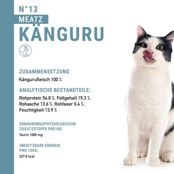 catz finefood Meatz Katzen Leckerlies Känguru N° 13 - knusprige Streifen aus 100 Prozent Kängurufleisch - Katzensnack für Allergiker ohne Zucker, getreidefrei, 45g (Packung mit 3)