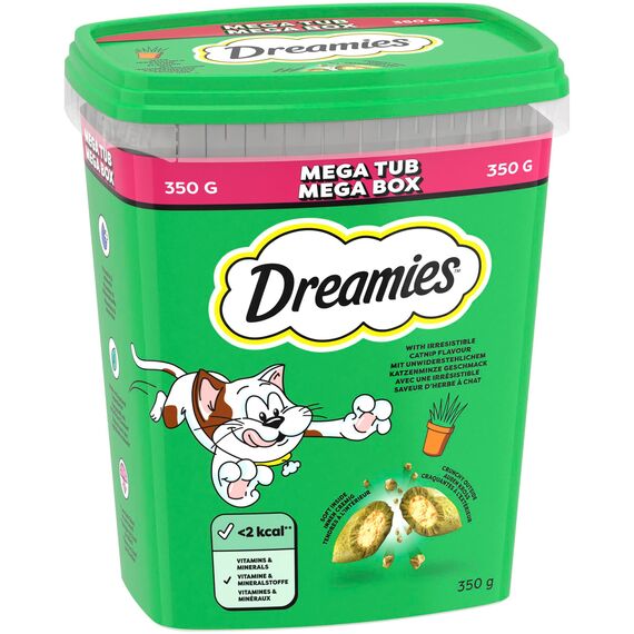 Dreamies Catnip Katzensnacks mit Minze – Traumhaft knusprige Taschen mit zarter Füllung, 2 x 350g