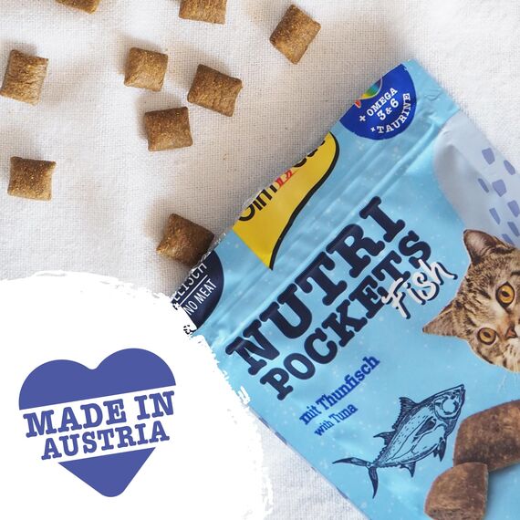GimCat Nutri Pockets Fisch Thunfisch - Knuspriger Katzensnack mit funktionalen Inhaltsstoffen - 1 Beutel (1 x 60 g)
