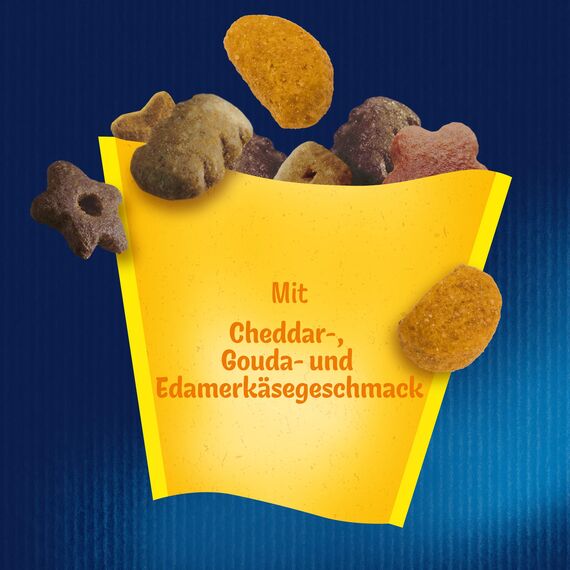 Felix KnabberMix Dreikäsehoch Katzensnack, Knusper-Leckerlie mit Käsegeschmack, 8er Pack (8 x 60g)