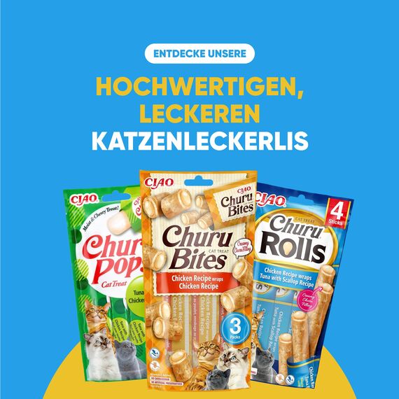 INABA Churu Bites mit 40% Hühnerfleisch und 33% Thunfisch Katzen Leckerlies, Getreidefrei, Zuckerfrei, Keine Nebenerzeugnisse Katzensnacks, Perfekt zum Verstecken von Tablette 30 g (12er Pack)