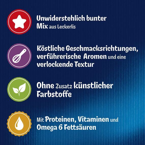 Felix KnabberMix Strandspaß Katzensnack, Knusper-Leckerlie mit Fisch-Geschmack, 8er Pack (8 x 60g)