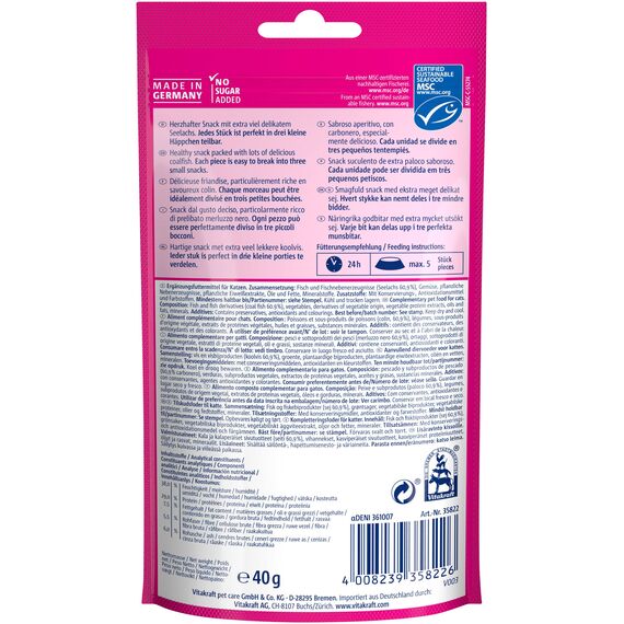 Vitakraft Triggles, Katzensnack, mit Seelachs, Mini-Häppchen zum Verwöhnen, ohne Zusatz von Zucker (1x 40g)