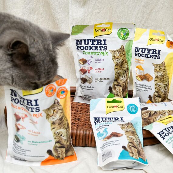 GimCat Nutri Pockets Fisch Thunfisch - Knuspriger Katzensnack mit funktionalen Inhaltsstoffen - 1 Beutel (1 x 60 g)