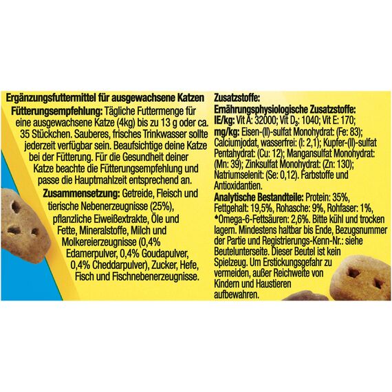 Felix KnabberMix Dreikäsehoch Katzensnack, Knusper-Leckerlie mit Käsegeschmack, 8er Pack (8 x 60g)