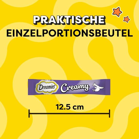 Dreamies Katzenleckerlis Creamy Snacks mit Ente – köstlich cremiger Geschmack – 44 Portionsbeutel (11 x 4 x 10g)