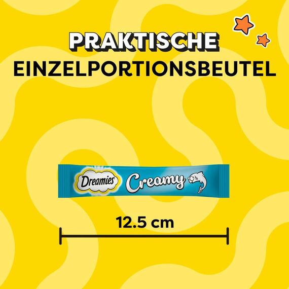 Dreamies Katzenleckerlis Creamy Snacks mit Lachs – köstlich cremiger Geschmack – 44 Portionsbeutel (11 x 4 x 10g)