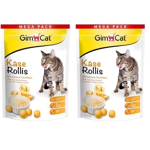 GimCat Käse Rollis - Getreidefreier und vitaminreicher Katzensnack mit echtem Hartkäse - 1 Beutel (1 x 425 g) (Packung mit 2)