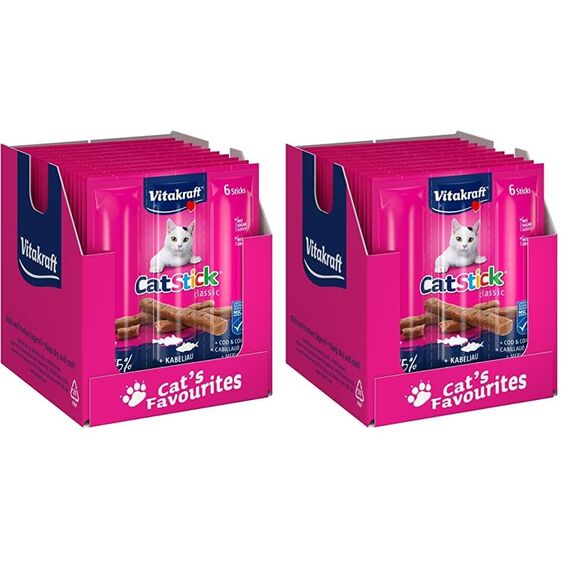 Vitakraft Triggles, Katzensnack, mit Seelachs, portionierbar in DREI Häppchen, ideal als Belohnung oder Training, ohne Zuckerzusatz (1x 40g) (Packung mit 2)