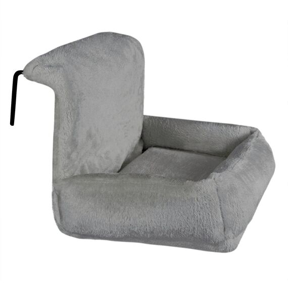lionto Katzenheizungsliege mit kuscheligem Plüschbezug, warmes Katzenbett zum Einhängen mit Metallhaken für alle gängigen Heizungen, waschbare Katzenhängematte aus gemütlichem Material, dunkelgrau