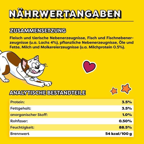 Dreamies Katzenleckerlis Creamy Snacks mit Lachs – köstlich cremiger Geschmack – 44 Portionsbeutel (11 x 4 x 10g)
