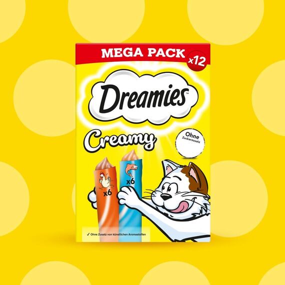 Dreamies Creamy Snacks Cremige Katzensnacks mit Huhn & Lachs Megapack 7x12x10g
